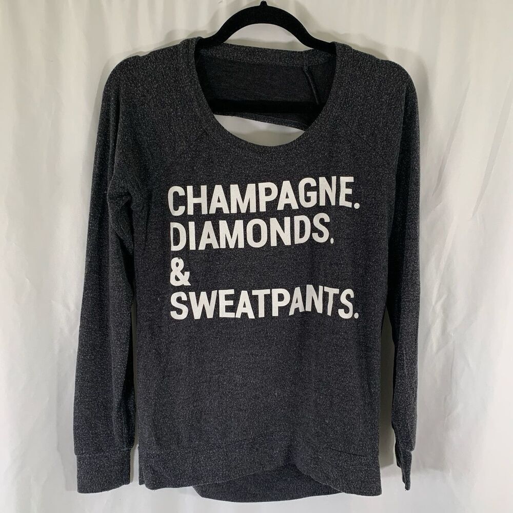 Chaser Sweater Women's Small Grey Open Back Long Sleeve Crew Neck